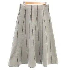 コルザ COLZA タグ付き スカート F 灰色 グレー ストライプ柄 Aライン ミディ丈 /SC ■ECF003