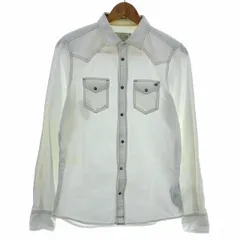 ディーゼル DIESEL ステンカラーシャツ 長袖 ダメージ加工 コットン 無地 S 白 ホワイト トップス /YA ☆AA★