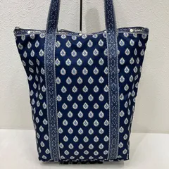 1376　LeSportsac　レスポートサック　 トートバッグ　レゾリヴァード　コラボ　 総柄　縦型　ネイビー系　紺　ナイロン　 軽量　A4対応　レディース