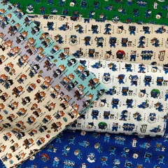 戦国アニマル ドビー生地  猫柄 犬柄 ネコ好き 犬好き 和柄 甚平 浴衣 シャツ 和雑貨 ハンドメイド 裁縫 手作り 巾着 バッグ 50cm単位