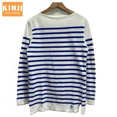 【中古】　ORCIVAL　バスクシャツ　長袖　カットソー　トップス　ボートネック　コットン　ボーダー　ブランドロゴ　ワンポイント　ワッペン　フランス製　古着　/1582