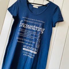 ZA-02　vandash　ロゴ　半袖　ロングワンピース　Lサイズ　Tシャツ　ワンピース　ブルー系　英字ロゴ　カットソー　夏　部屋着　ラフ ゆったり