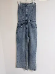 ウォッシュデニム チューブトップ オールインワン