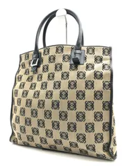 LOEWE　ロエベ　ハンドバッグ　リピートアナグラム　キャンバス×レザー　1436