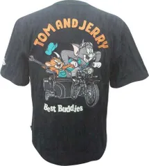 Tシャツ トムとジェリー 半袖 バンソン vanson TJN-2613 黒 L寸のサムネイル