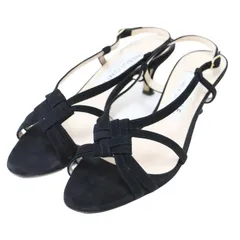 NEBULONI E ネブローニ サンダル ブラック 黒 サイズ:37(24.0cm) / クロス ヒール サンダル / ストラップ スエード レザー / イタリア製 / シューズ 靴【レディース】【中古】