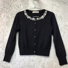 31 Sons de mode トランテアンソンドゥモード ビジュー クルーネック カーディガン ネイビー 36サイズ 〇◇のサムネイル