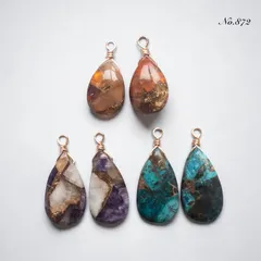 No.872✨天然石✨ピアスチャーム3点セット　金具付きOK（有料）