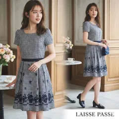 LAISSE PASSE【36】ギンガムチェックワンピース 膝丈 フェミニン S