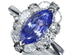 非加熱分析付鑑別書 天然ブルーサファイア2.963ct Pt850 ダイヤリング 