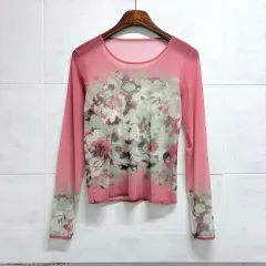 ピンク フラワー シースルー フェアリー トップス ロング スリーブ JPN