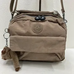 1258　Kipling キプリング　ショルダーバッグ　斜めがけ　紐調節可能　リュックサック　バッグパック　ベージュ系　ナイロン　軽量　レディース　ミニ
