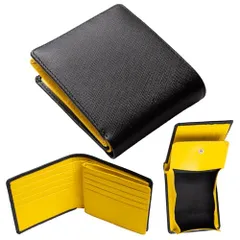 【新品】財布 メンズ 2つ折り 【ニューズウィーク日本版ほか11社が掲載】 二つ折り 本革 大容量 カード 二つ折り財布 14 イエロー 0489b8d3