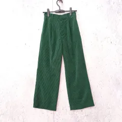 LOWRYS FARM ローリーズファーム ソフト コーデュロイパンツ ストレートパンツ タック入り フルレングス グリーン Mサイズ ◎、〇◇