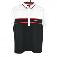 バーバリーゴルフ 半袖ポロシャツ 白×黒×レッド ロゴ刺しゅう  メンズ L ゴルフウェア BURBERRY GOLF