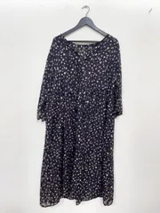 RADIATE ラディエイト 総柄 シースルー Iライン ワンピース size38/M相当/紺 茶 ■■レディース