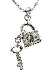 【中古】Swarovski　スワロフスキー　ネックレス　鍵チェーンモチーフ　シルバーカラーアクセサリー＿セルモアから出品＿s-0966-r26