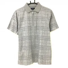 【超美品】バーバリーゴルフ 半袖ポロシャツ グレー チェック ハーフジップ メンズ L ゴルフウェア BURBERRY GOLF