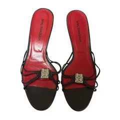 ヴィヴィアンタム VIVIENNE TAM レディース サンダル ミュール ピンヒール ストラップ ビジュー レザー 2(23cm相当) 黒 赤 型番不明【ZK102】のサムネイル