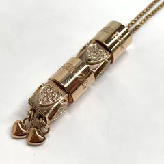 f001 L フォリフォリ FolliFollie ネックレス ハート ラインストーン ピンクゴールド色 全長72cm