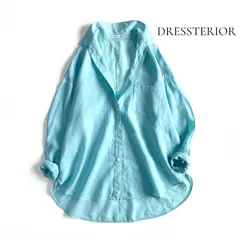 ◆美品◆ DRESSTERIOR リネンシャツ ラミーシャツ 製品染め シャツ 長袖シャツ 羽織り 麻100% ロゴ刺繍 ドレステリアのサムネイル