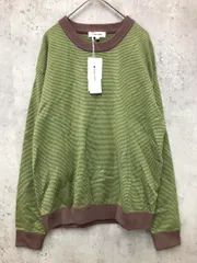 新品 GLOBAL WORK グローバルワーク GW222601AD ユニセックス ボーダー ヤミツキニットクルー プルオーバー sizeS/緑×茶 ■■ メンズ