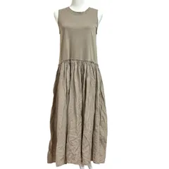 【SM2 サマンサモスモス】ドッキング ノースリーブワンピ ドレス クリンクル加工 F モカブラウン 茶系