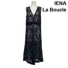 ◇ イエナラブークル IENA クロシェレースワンピース ドレス ロング丈 ノースリーブ Vネック 花柄 黒 綿混 M～L 9～11号 レディース S6C731のサムネイル