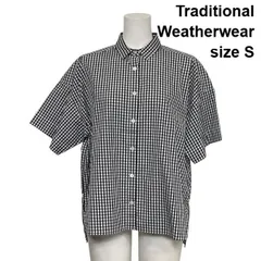 ◇ トラディショナルウェザーウェア Traditional Weatherwear ギンガムチェックシャツ ブラウス 半袖 白 黒 綿100 S 7号 レディース S6C736のサムネイル