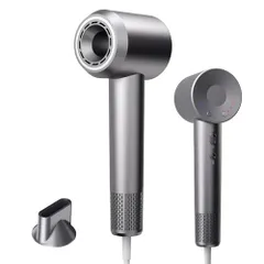 ドライヤー 1300W大風量 速乾 2025最新型 4段階風温自由調節 高濃度マイナスイオン コンパクト 持ち運び便利 低騒音 軽量 過熱防止 ヘアケア 冷熱風 マグネティックノズル付き ヘアドライヤー (グレー)/ c8ad9071