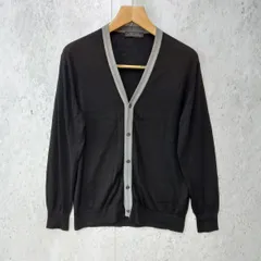 NANO UNIVERSE ナノユニバース シアーニット カーディガン Vネック バイカラー ブラック Mサイズ ◎_〇□☆