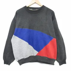 L/古着 タウンクラフト 長袖 スウェット メンズ 90年代 90s マルチカラー クルーネック 濃グレー他 霜降り 26mar04のサムネイル