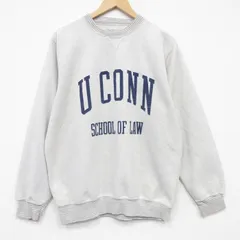 L/古着 長袖 スウェット メンズ 90年代 90s UCONN クルーネック 白 26mar04