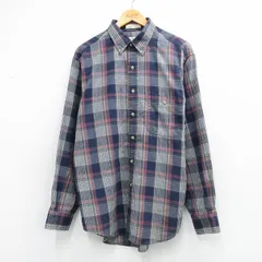 XL/古着 アロー 長袖 シャツ メンズ 80年代 80s ボタンダウン 濃紺他 チェック 26mar04
