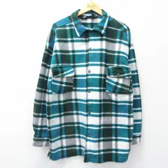 XL/古着 長袖 シャツ メンズ 00年代 00s フリース ロング丈 緑他 チェック 26mar04