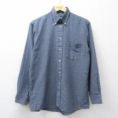 L/古着 アロー 長袖 シャツ メンズ 90年代 90s オックスフォード ボタンダウン 薄紺他 チェック 26mar04