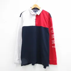 XL/古着 トミーヒルフィガー 長袖 ブランド ラガー シャツ メンズ ビッグロゴ コットン 紺他 26mar04