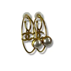 シャネル　CHANEL 2020年コレクション 2連　フープピアス　パール　ココマーク　ゴールド金具　A20C