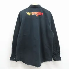XL/古着 ラングラー 長袖 ウエスタン シャツ メンズ ビッグロゴ 大きいサイズ ボタンダウン 黒 26mar05のサムネイル