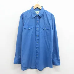 XL/古着 長袖 ウエスタン シャツ メンズ 90年代 90s USA製 薄紺 26mar05