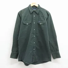 L/古着 ラングラー 長袖 ウエスタン シャツ メンズ 緑 26mar05