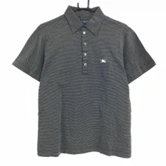 【美品】バーバリーゴルフ 半袖ポロシャツ 黒×白 総柄 綿1000％ メンズ L ゴルフウェア BURBERRY GOLF