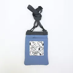 スヌーピー リップストップ フラットスマホショルダーバッグ ブルー SNOOPY