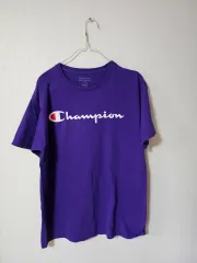 ユニセックス Champion パープル ロゴ 半袖 Tシャツ M