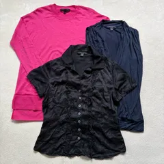 【まとめ売り3点セット】【レディース Sサイズ】BANANA REPUBLIC バナナリパブリック 長袖クルーネック カラーセーター 半袖ボタンシャツ ノースリーブカシュクールカットソー 無地 シンプル