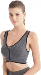 RosaSolFeliz スポーツブラ スポブラ ブラジャー レディース ノンワイヤー インナー 揺れない ホールド フィット サポート 下着 体育 引き締め ヨガ ランニング (グレー,  L)