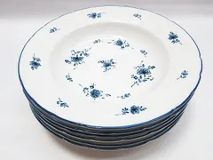 廃盤 Noritake ノリタケ craftone クラフトーン 22cm 深皿 6枚セット 花柄 ブルー 洋食器 E703Z