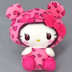 パンダハローキティレディなヒョウ柄BIGぬいぐるみ ビビッドピンク