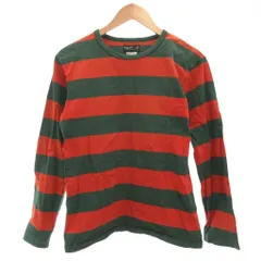 アニエスベー agnes b. ロンT Tシャツ 緑 グリーン オレンジ ボーダー柄 クルーネック 長袖 /NL ■ECF003