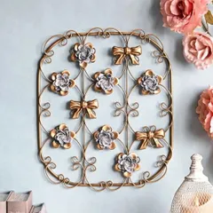 リボン フラワー ウォールデコレーション 壁飾り 壁掛け ゴールド 金属製 アンティーク調（1512）レトロ ヴィンテージ風 かわいい ロココ調 ヨーロピアン調